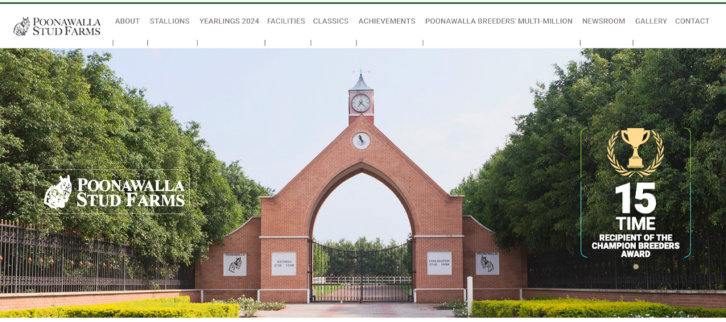 "Poonawalla Stud Farms- Producing Rare Champions Since 1946" 2 Poonawalla Stud Farms